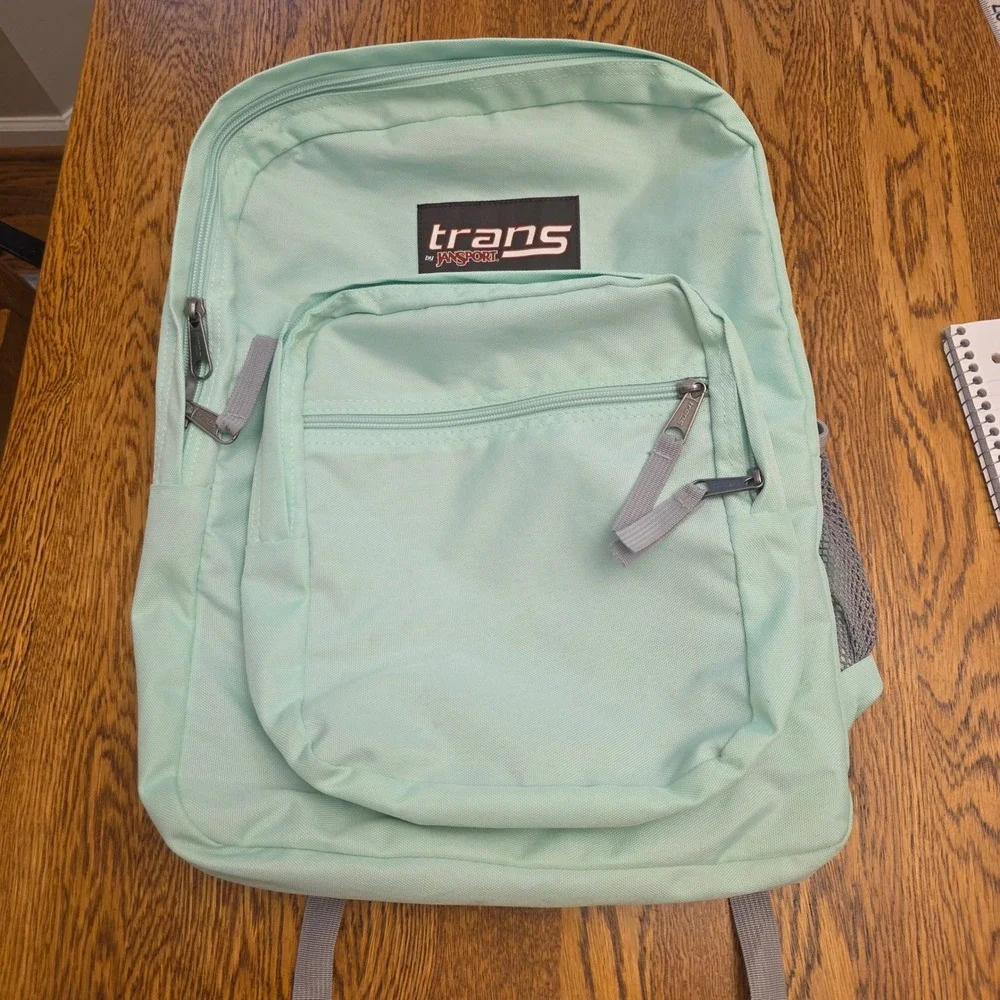 Trans by JanSport Mint Green Backpack School Bag Padded Straps Mesh Pocket 4 Zip